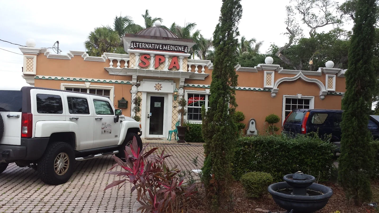 The spa's building on Fairway Drive with its Alternative Medicine Spa sign
